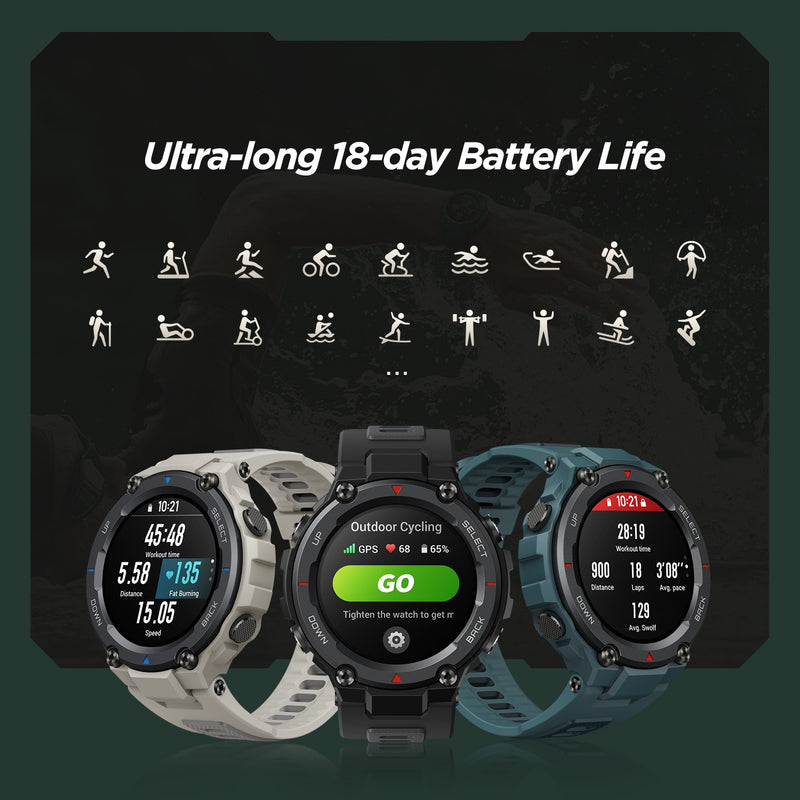 Amazfit T-rex Pro Bateria Longa Duração Marca + de 100 MODALIDADES De Esportes